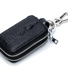 Мужской кошелек для ключей из натуральной кожи, мужская сумка для ключей в автомобиле, держатель для ключей с узором «крокодиловая кожа», чехол для ключей, Большой Вместительный органайзер, маленькие кошельки
