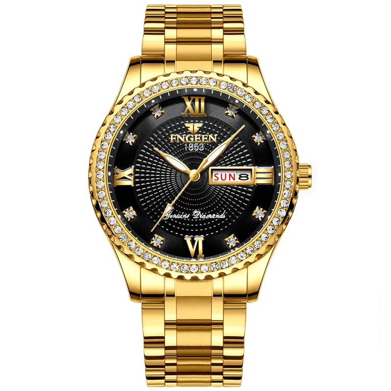 Роскошные Мужские кварцевые часы брендовые стальные часы с календарем 30 метров водонепроницаемые мужские кварцевые часы золотые часы relogio masculino