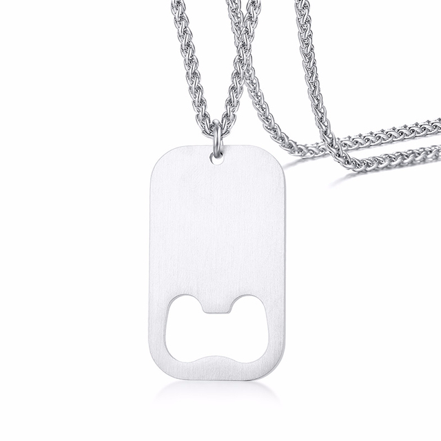 Opener Stainless Steel Dog Tag Pendant Personalised Necklace Perfect for Father's Day