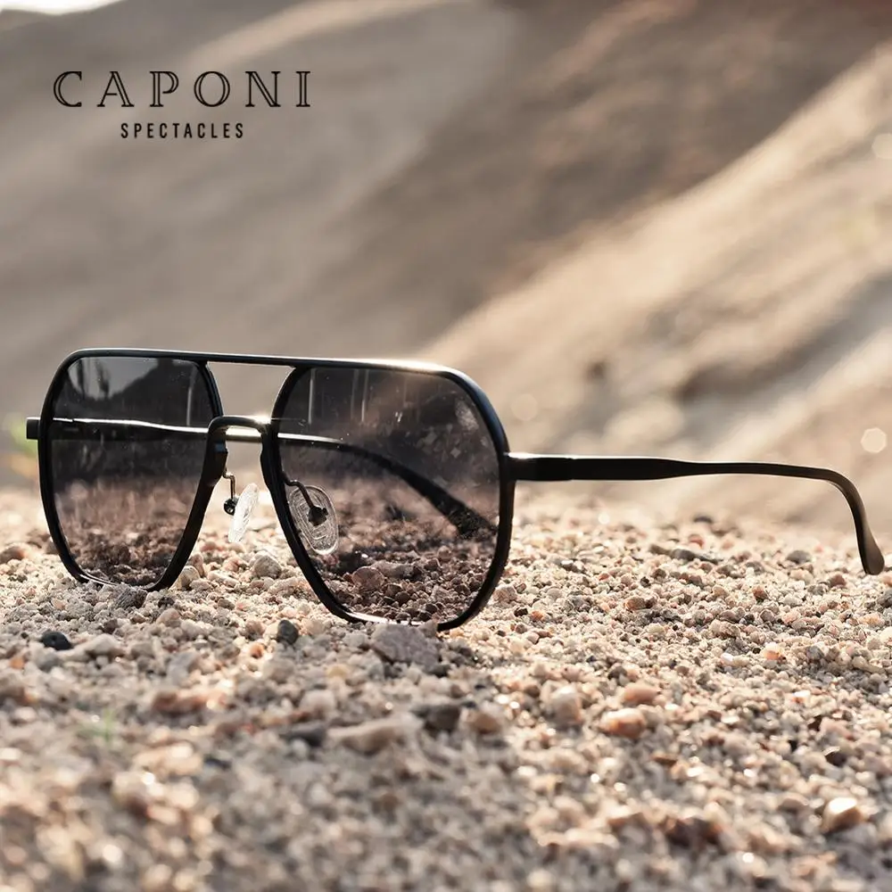 CAPONI Men Sunglasses Photochromic Polarized Sun Glasses Eye Protection