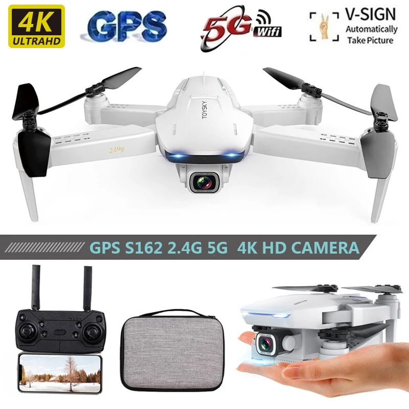 Дрон S162 камера 4 к широкоугольный регулируемый 5G WIFI GPS FPV функция жеста следуй за
