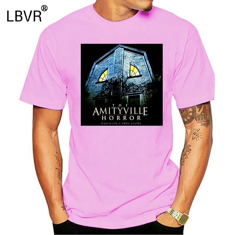 Мужские футболки с постером фильма ужасы Amityville Мужская Уличная одежда модная