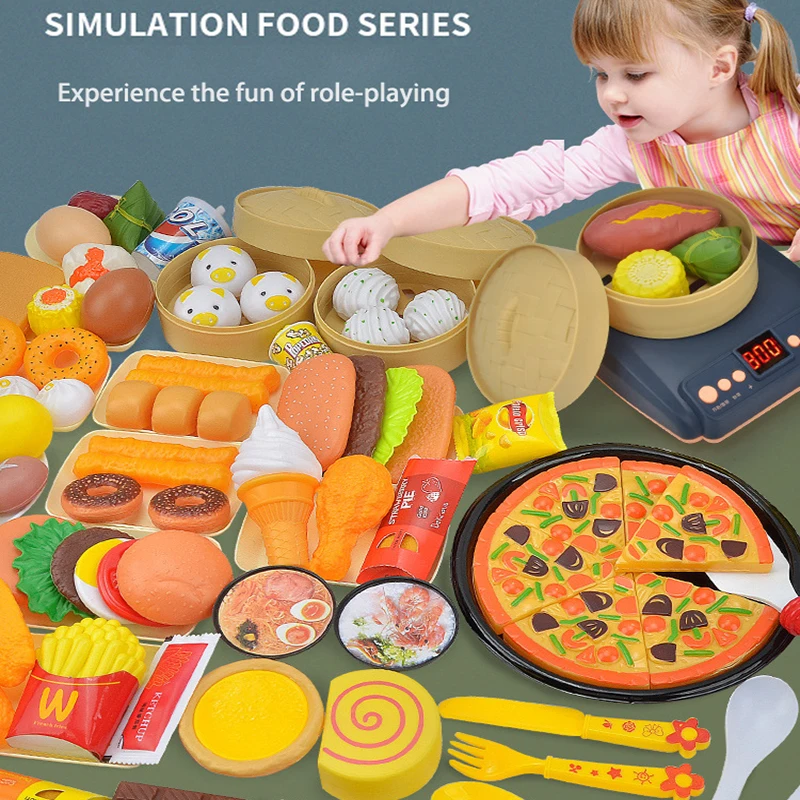 

Kitchen Food Toys Pretend Play House Plastic Simulation Food Chinese And Western Food Barbecue Props Montessori Educational Toys