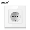 JHJCH wall crystal glass panel power socket plug has been grounded, 16a European standard power socket 86mm * 86mm ► Photo 2/6