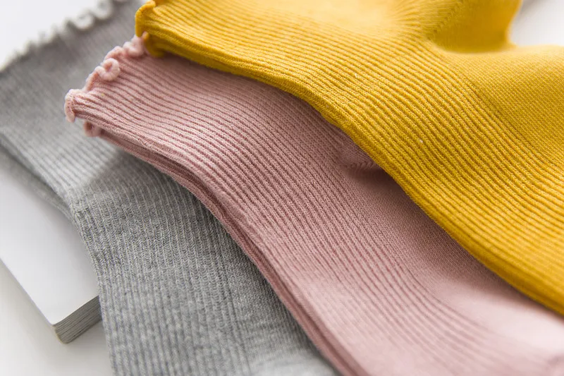 Autumn And Winter New Products Japanese-style Frilled Cotton Bunching Socks Women's Solid Color Short Socks Women's