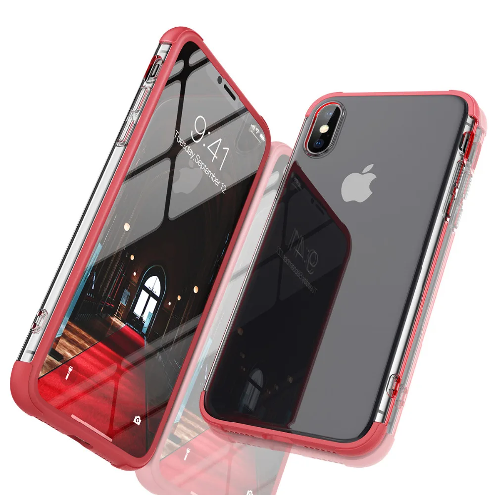 Жесткий Чехол для iPhone XS чехол с закаленной стеклянной пленкой противоударный Анти-осенний Анти-Царапины круглый защитный чехол для iPhone X
