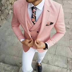2021 New High-Quality Customized Pink Men's Suit Notched Lapel Single-Breasted Wedding Fashion 3- Piece Set (Top + Pants + Vest)