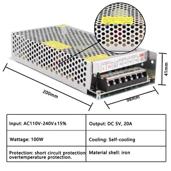 

5V Power Supply 2A 3A 5A 10A 20A 30A 40A 60A Power Supply AC DC 110V 220V To 5V Aluminum Led Driver 5 Volt Lighting Transformers