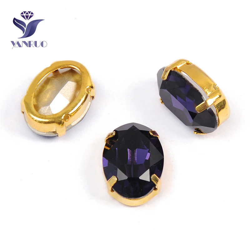 Purple Velvet Yanruo 4120 Овальный заостренный назад пришить стразы стеклянные изделия ручной работы камни страз стразы для поделок ювелирных изделий - Цвет: Purple Velvet