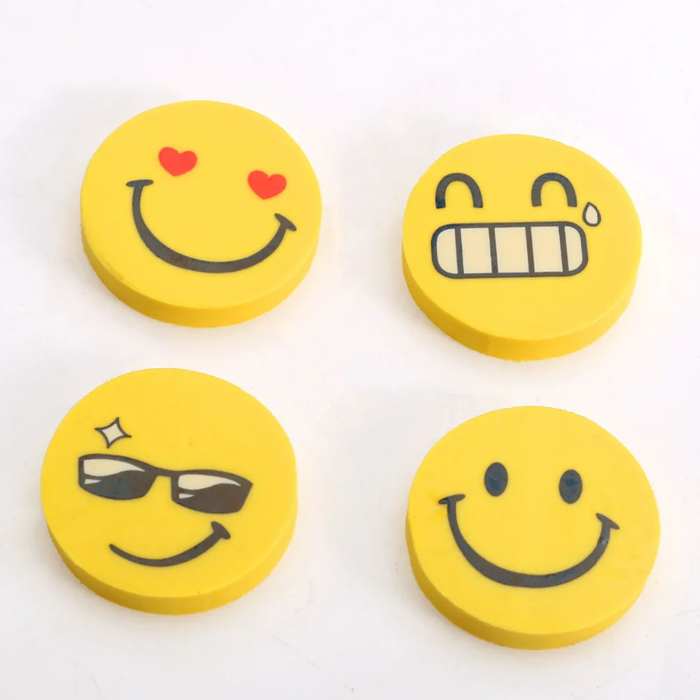 

Kids Toys Party Favors Funny Emoji Eraser Yellow Smile Face Rubber Mini Pencil Eraser Creative Students Stationery Gift 12pcs