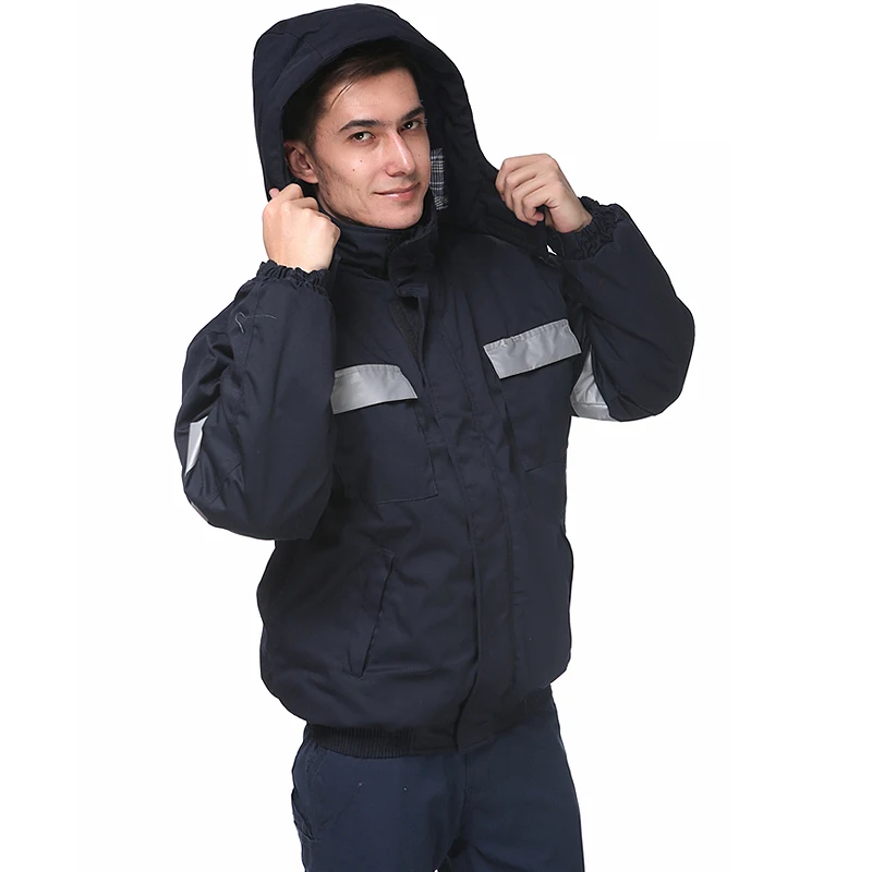 Темно-синяя зимняя куртка-бомбер со светоотражающими лентами стеганая куртка Рабочая одежда для мужчин
