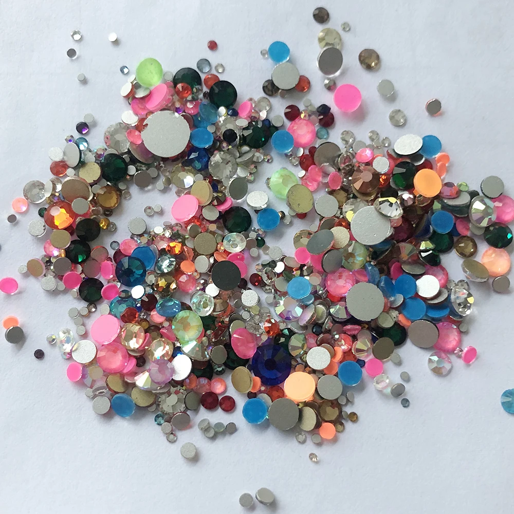 mix size 300pcs 1440 шт 3D Стразы для дизайна ногтей драгоценные камни для украшения ногтей Хрустальные Стразы AB стеклянные камни - Цвет: mix size 300pcs