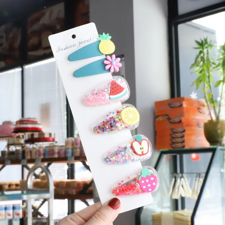 Style 16 Красочные BB клипсы набор фруктов Детские блёстки заколки для волос Принцесса аксессуары для волос новое поступление - Цвет: Style 16