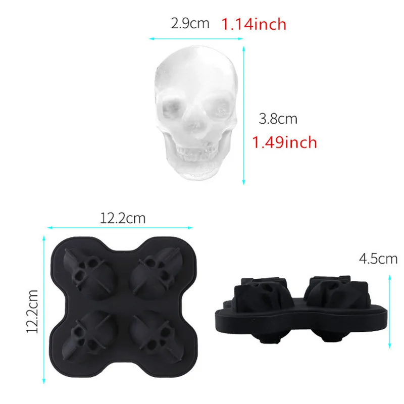 3D стерео череп круглая квадратная DIY Форма для льда пищевая форма для хоккея креативная силиконовая форма для хоккея на льду для виски хоккейная форма