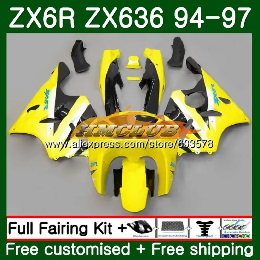 Корпус для KAWASAKI ZX 636 600CC ZX-636 ZX6R 94 95 96 97 104CL. 41 светильник желтый ZX636 ZX-6R ZX600 ZX 6R 1994 1995 1996 1997 обтекатель - Цвет: No. 1