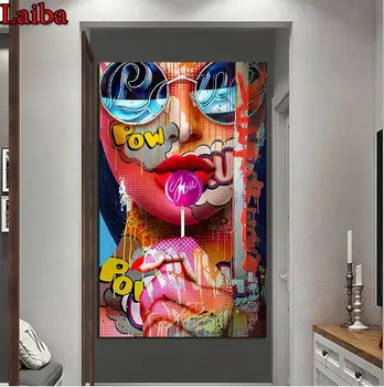 

Graffiti Women Portrait 5D Diy Diamond Embroidery Cross-stitch Kit 3D Diamond Painting Full Square Round Rhinestones Mosaic art