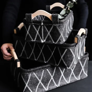 

Rectangular Felt Fabric Storage Baskets Home Cloth Toys Storage Baskets Laundry Basket Portable Organizer Container