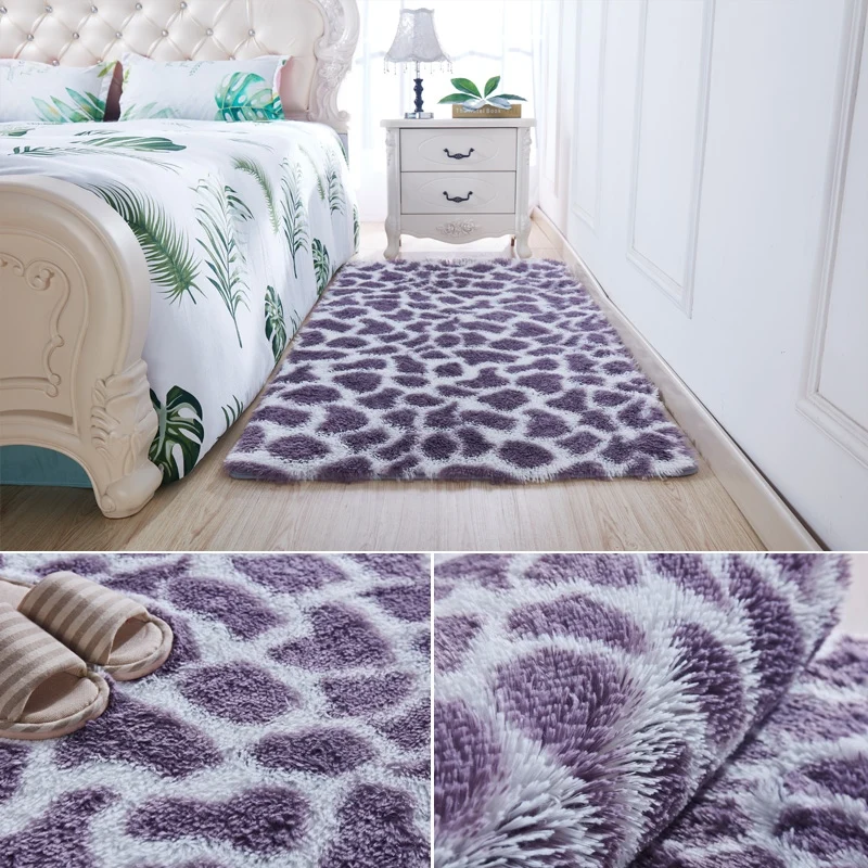 

Encryption plus soft carpet bedroom variegated tie-dye mat bed front leopard plush blanket living room coffee table rug