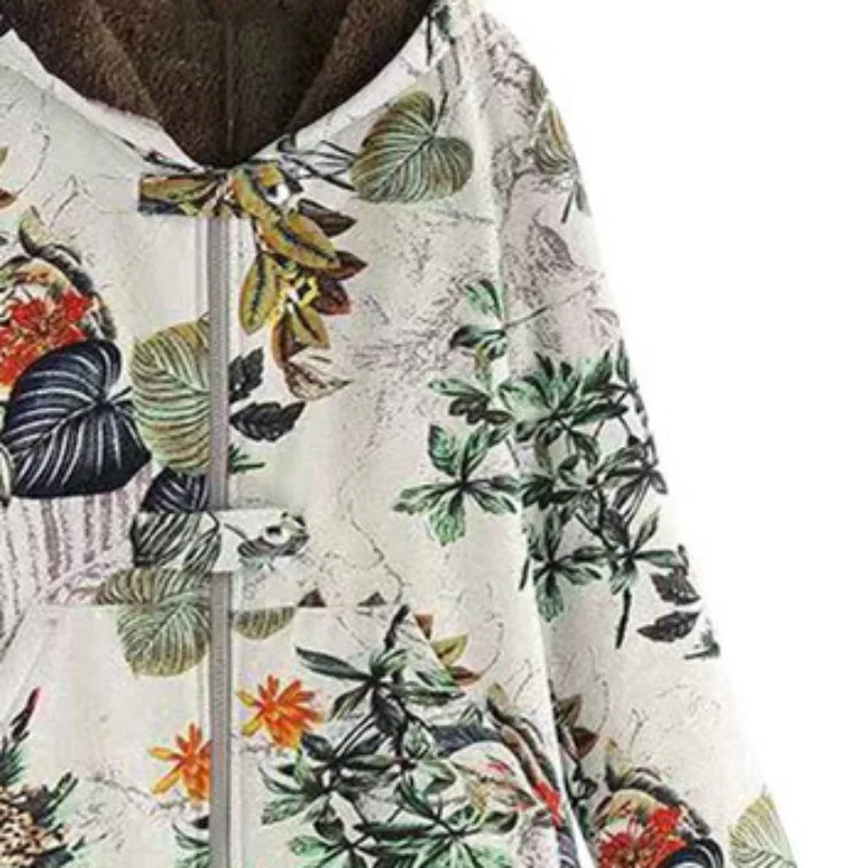 Куртка зимняя Veste Femme пальто с капюшоном для женщин хлопковая стеганая верхняя одежда плюс бархат с длинным рукавом винтажные парки с принтом пальто