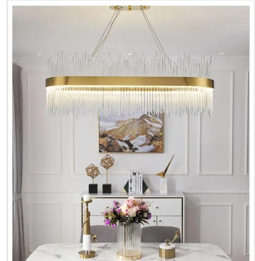 

Free Shipping Modern LED Pendant In The Living Room Ring Crystal Hanging Lamp for Dining Room Modern Golden Circle Cristal Lamps