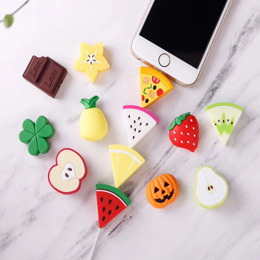 CHIPAL Милая защита для кабеля с фруктами iPhone USB Chompers авокадо пицца зарядное