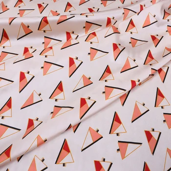 

Modern Geometry Boat Print High-end Printing Natural Silk Satin Skirt Fabric