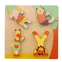 Горячая Распродажа Мультяшные животные Пазлы деревянные 3D головоломки деревянные игрушки для детей интеллектуальные детские развивающие игрушки подарок - Цвет: 993436