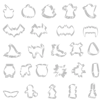 

25pcs Halloween Cookie Cutters Stainless Steel Cookie Molds Pumpkin, Bat, Witch Skull, Cat Cookie Cutters