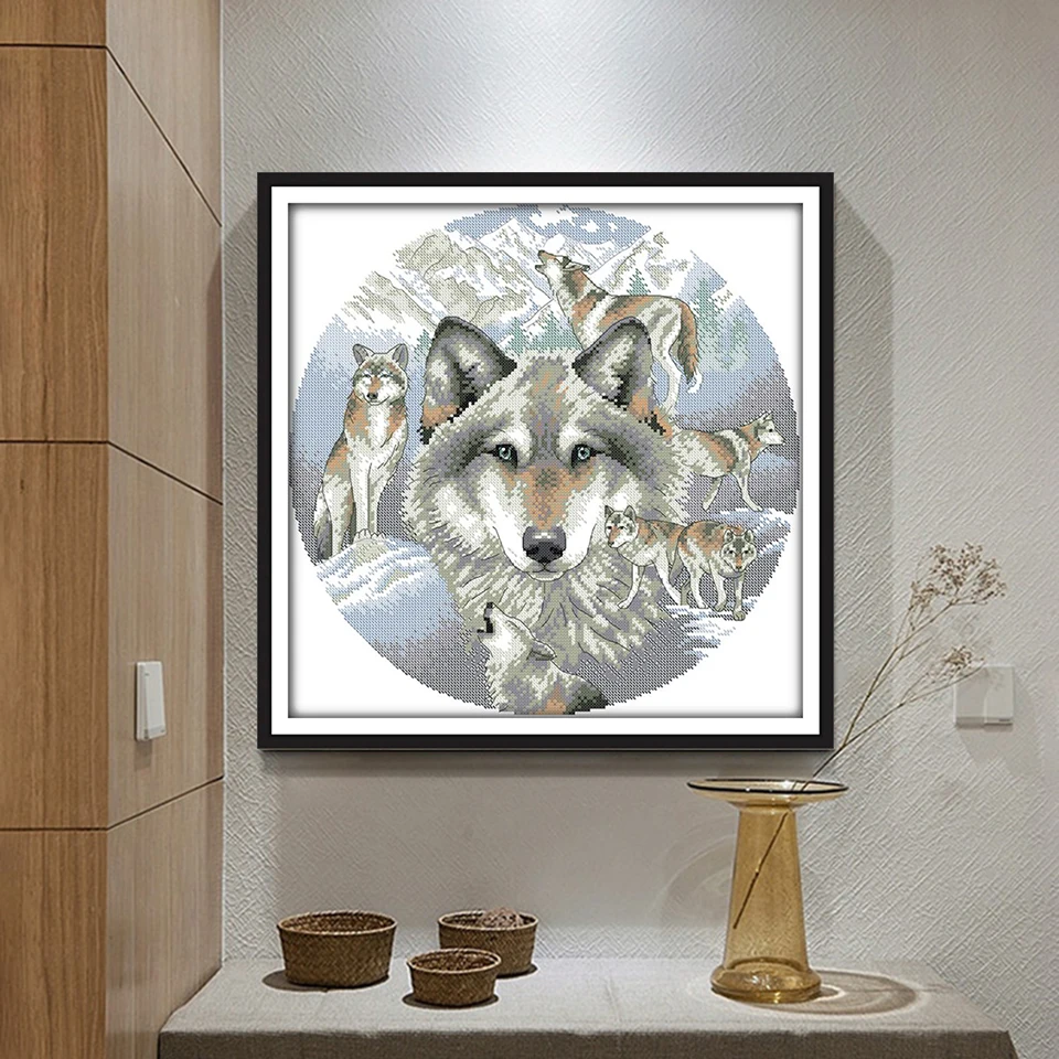 Joy Sunday Wolfs набор узоров группа wolfs souls с животным принтом граф Китайская вышивка рукоделие украшения для дома подарок