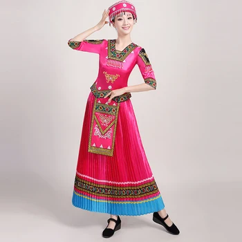 

Cheerleader Tibetan Dance Costumes Adult Female Long-sleeved Dress Costumes Square Dance Performance Apparel National Costumes