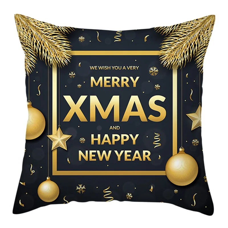 Fuwatacchi черная Снежинка наволочка с рождественским принтом декоративный чехол на подушки для домашнего дивана наволочка 45*45 см - Цвет: PC11671