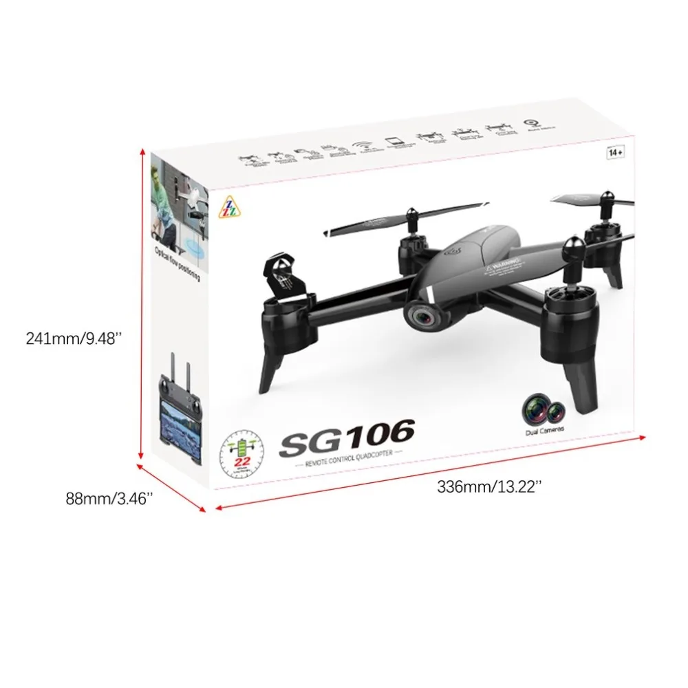 SG106 RC Дрон игрушка Радиоуправляемый квадрокоптер с 720/1080 P/4 k двойной 2,4G FPV Wi-Fi и широкоугольной камерой воспринимающий силу тяжести в режиме реального времени Трансмиссия квадрокоптера дрона