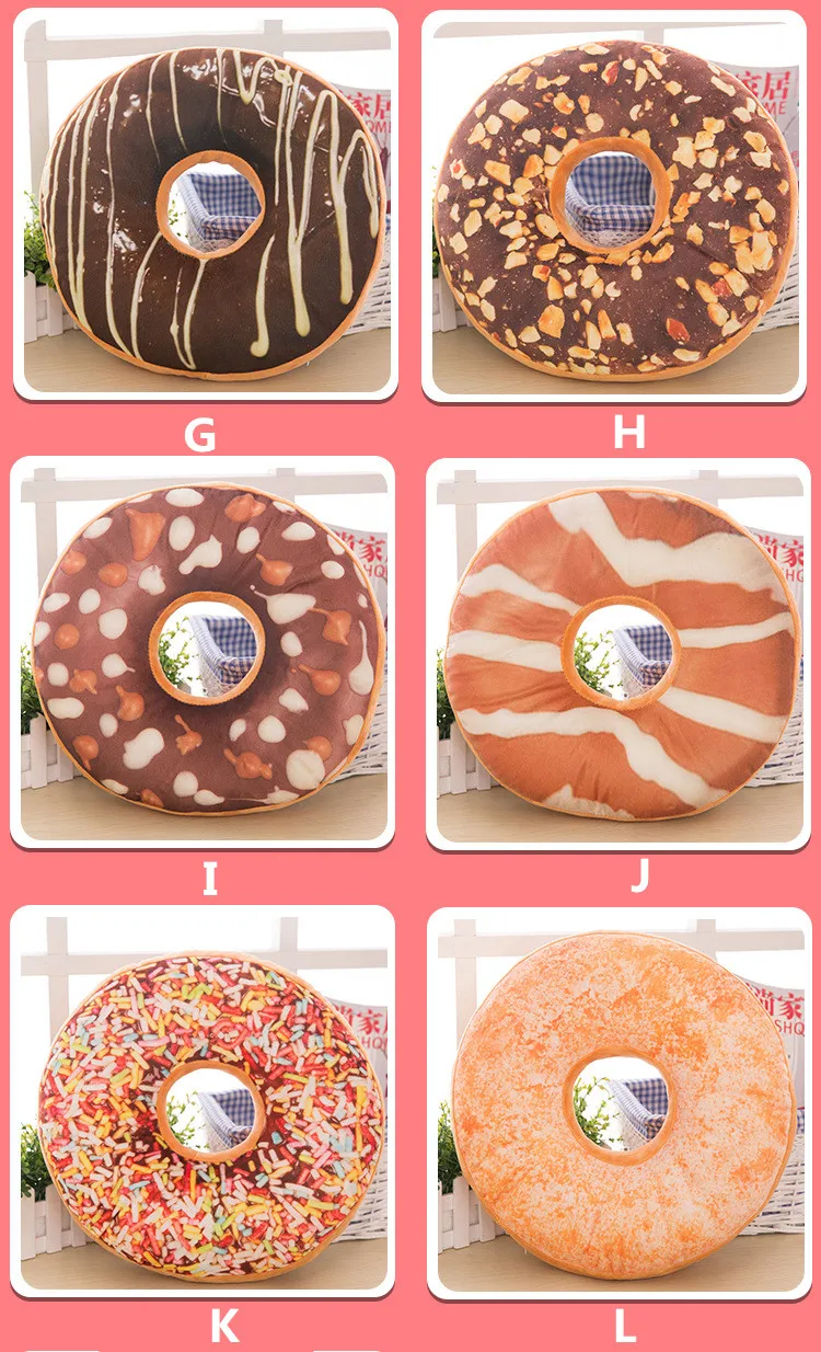 1pc 3D Donut Plush Cushion Round Cake Pillow Sofa Seat Cushion Kids Toy Home Decor Wedding Cushion Christmas Birthday Gift 40cm