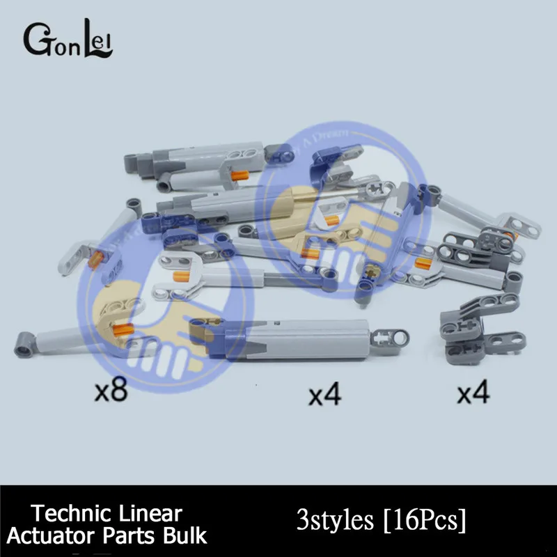 Technic gear рулевые колеса бесщётные лучевые ручки штырь Connctor ось цепь панель звено цепи Запчасти подходят для MOC Bricklink DIY игрушки - Цвет: 16Pcs Liner Acutator