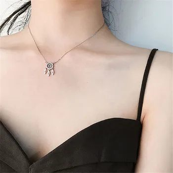 

New Fashion Dream Catcher Series Jewelry Necklace Exquisite Silver Plated Paved Zircon Popular Chain Collares Gifts Women