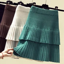 Новая модная трендовая Женская плиссированная короткая трикотажная многослойная юбка