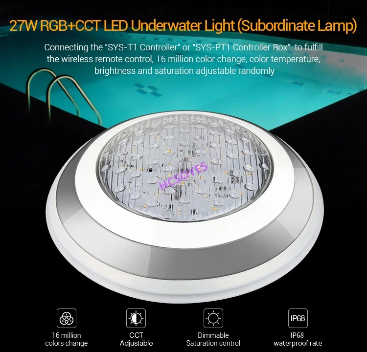 Milight SYS-RW2 27 Вт RGB+ CCT светодиодный подводный свет подсвечник лампа DC24V 316 нержавеющая сталь+ PC 2700~ 6500K ip68 водонепроницаемый