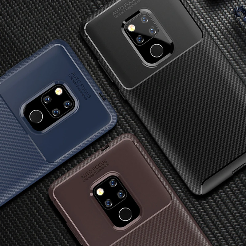Luxury Carbon Fiber Phone Case on for Huawei P10 P20 Lite P30 Pro Nova 3 4 5 Mate 10 20 X Silicone TPU Cover |