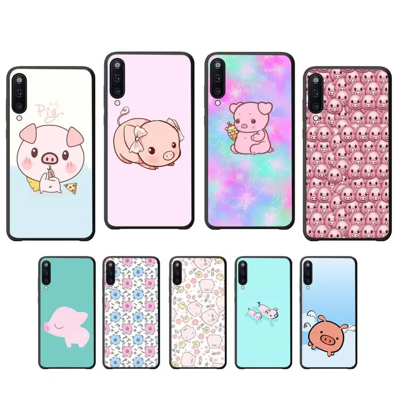 Pink Kawai Pig Silicone Black Case Coque For Samsung Galaxy A01 A10 A31 A51 A71 A91 A10S A30S M20 Cover | Мобильные телефоны и