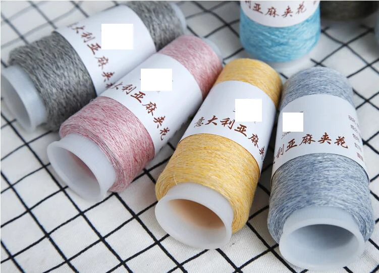 50g/Lot Italian Colorful linen Yarn Mix Color Summer crocheted thin line DIY hand-woven hook hat linen Thread