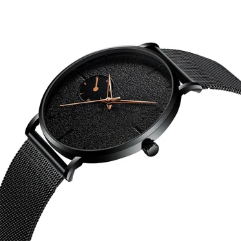 

Button Battery Round Wrist Casual Men Watch Dial Adult Business Ultra Thin Buckle Stainless Steel Strap Mechanical Automatic