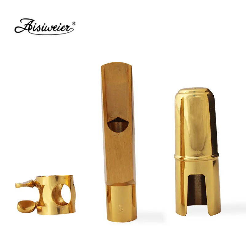 Bocal de Metal em Laca Peças de Boca Saxofone Profissional Aisiweier Tenor Soprano Alto Dourada 56789 - Image 4