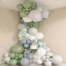 

132pcs Doubled Matte Deep Grey Balloon Garland Wedding Decoration Macaron Tiffany Blue Ballon Arch Valentines Day Brithday Decor