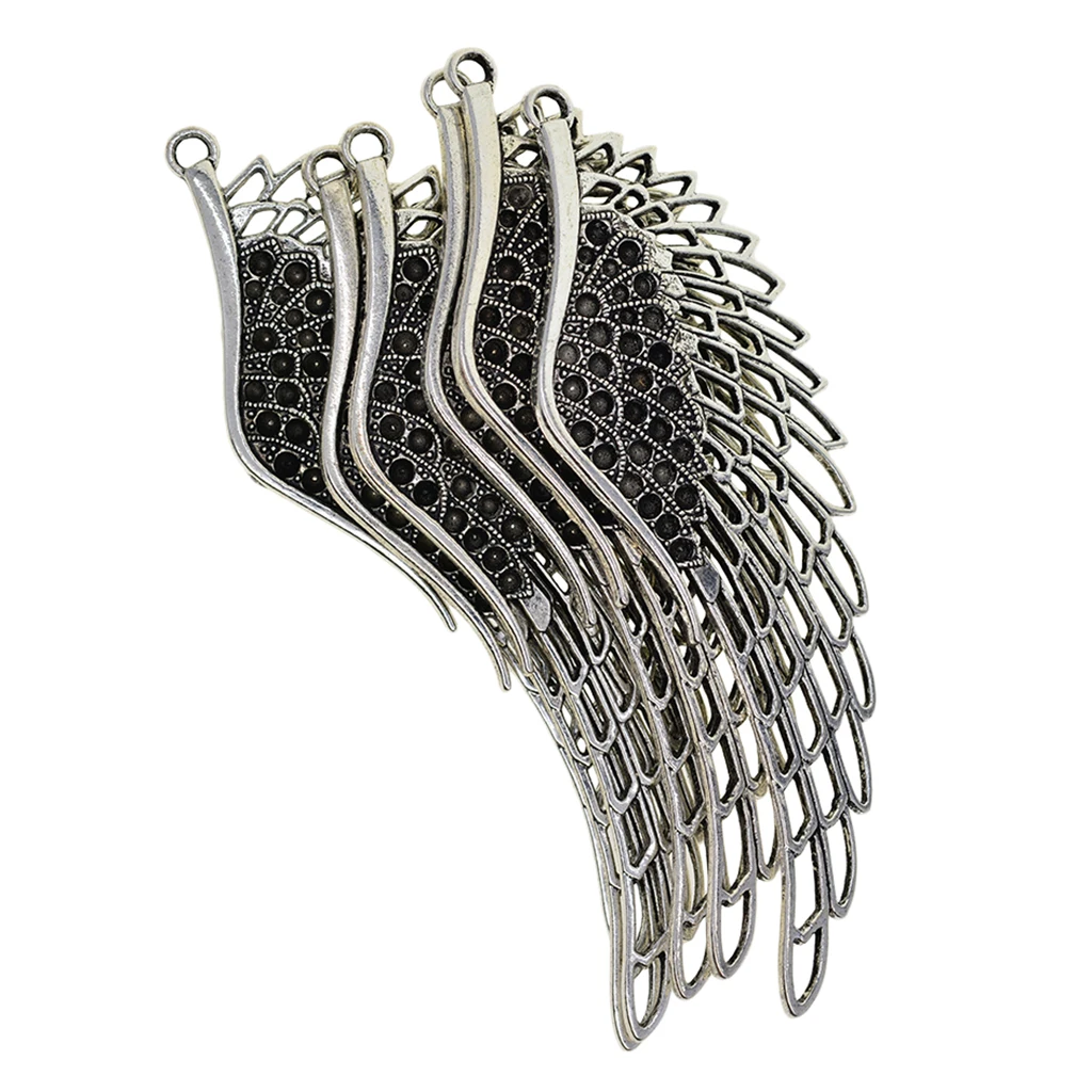 6pcs Large Wing Charms Bird Angel Wings Charm Antique Silver Charms 108x38mm