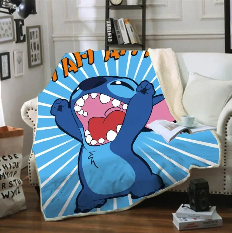 

Cartoon Stitch Fleece Blanket Plush 3d Printed for Adults Sofa Sherpa Fleece Bedspread Wrap Throw Blanket style-1