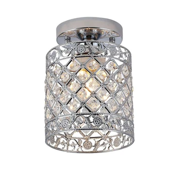 

Mini Modern Style Decor Crystal Flush Mount Ceiling Light Fixture Crystal Chandeliers Light for Hallway Kitchen 15X20cm WWO66