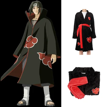 

Anime NARUTO Akatsuki Robes Cosplay Costume Uchiha Itachi Winter Robe Night Dressing Gown Sleepwear