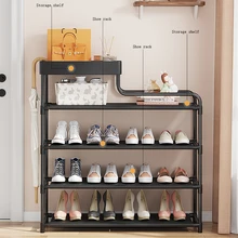 

Entrance Organizer Shoe Rack Modern Minimalist Metal Space Saving Shoe Rack Foldable Meuble Chaussure Black Accessories OC50XG