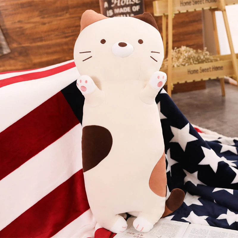 2 70 см kawaii Cat длинная подушка плюшевые игрушки милые животные кошка Спящая Подушка мягкие куклы для детей подарок на день рождения - Цвет: 2