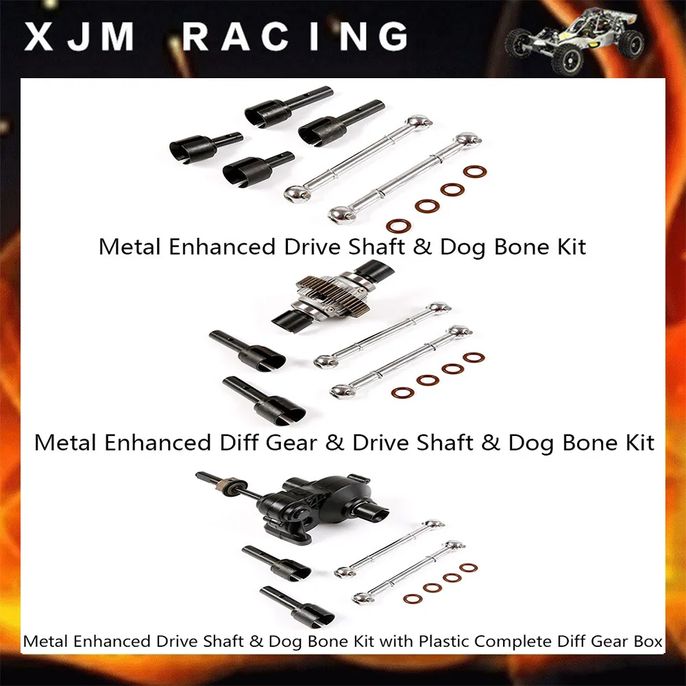 

Metal Enhanced Drive Shaft&Dog Bone Kit& Diff Gear Box &Differential Gear for 1/5 Hpi Rofun Rovan Km Baja 5b 5sc 5t Rc Car Parts